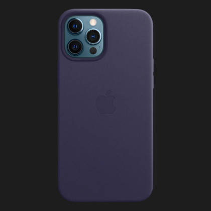 Оригинальный чехол Apple Leather Case with MagSafe для iPhone 12 Pro Max (Deep Violet) (MJYT3)